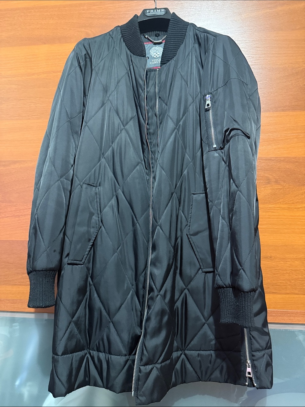 Vince Camuto Black Quilted Bomber Coat